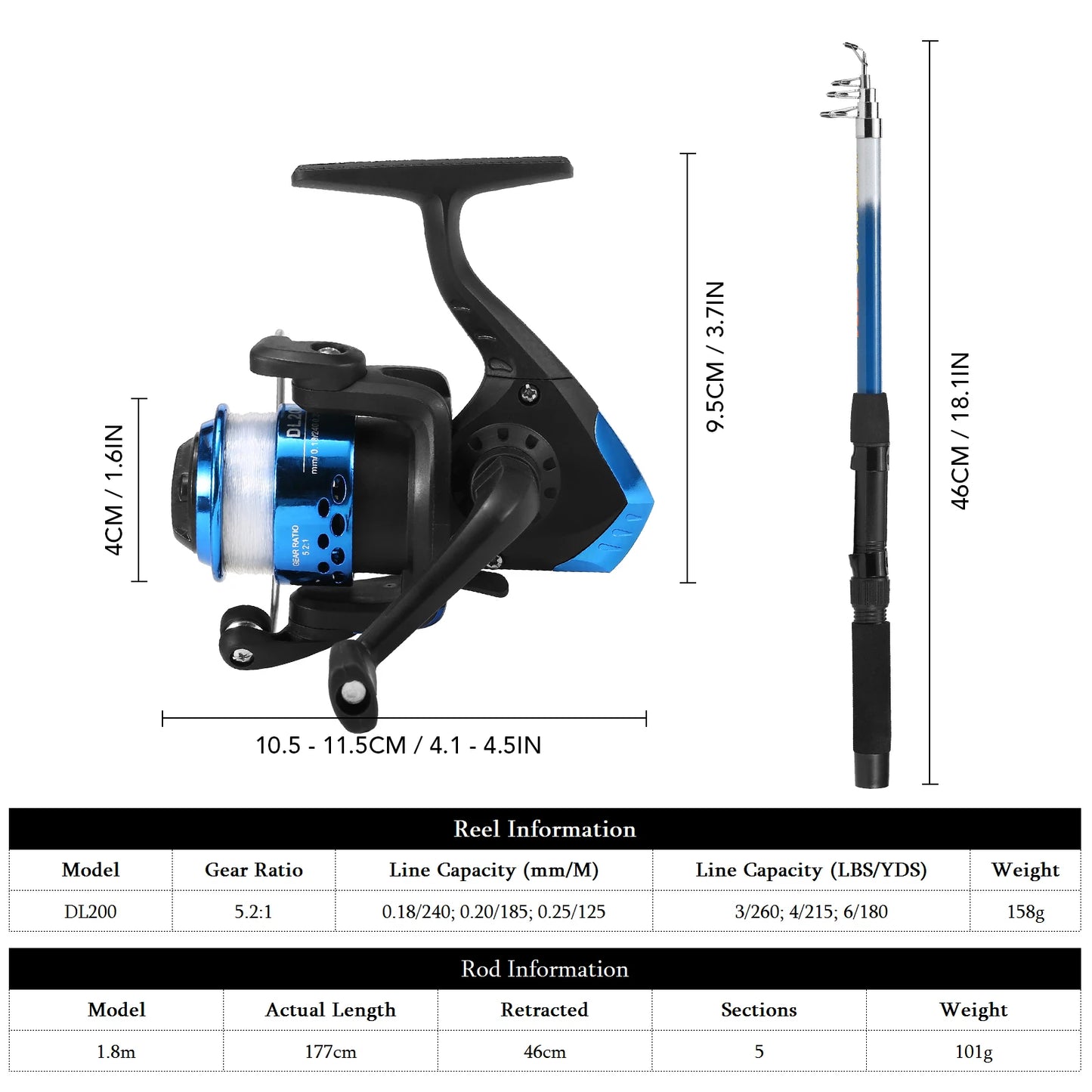 LIXADA 1.8M Fishing Rod and Reel Combo Full Kit With Lures Swivels Bell Float Hair Rigs For Outdoor Fishing Accessories Equipmen