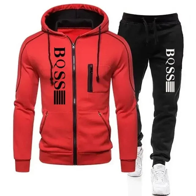 Autumn and winter new zipper cardigan jacket + sweatpants set running fitness basketball jogging casual 2-piece set