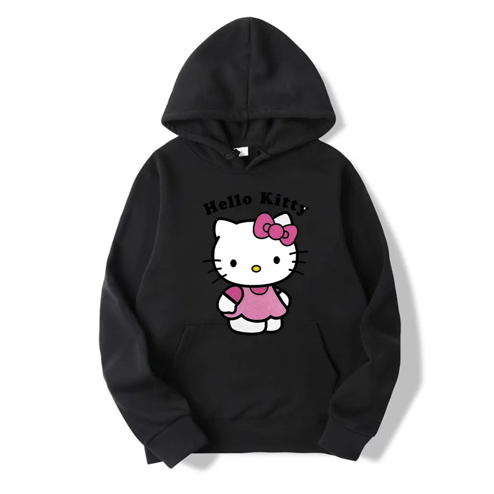 Beautiful Hello Kitty Printed Hoodies Women Warm Comfortable Casual Hoodie Fashion Classic Hoody Loose Original Basic Clothes