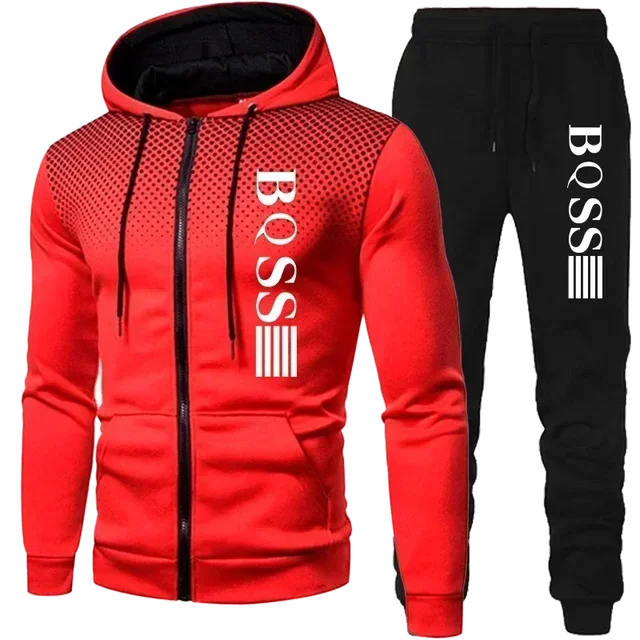 2025 autumn and winter men's new zipper hoodie + jogging pants set outdoor fashion leisure fitness sportswear two-piece set