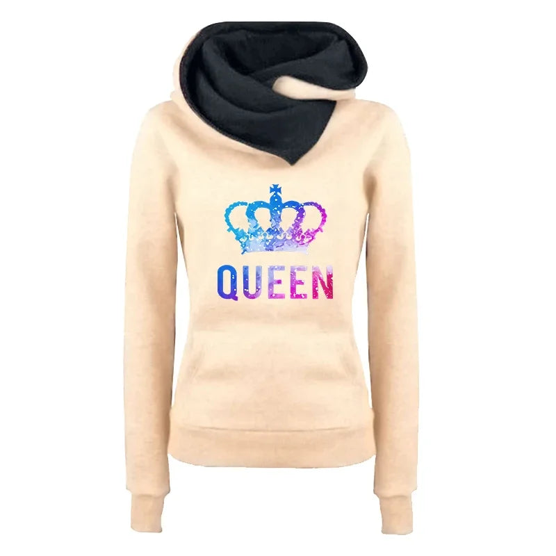 Color Queen Printing Womens Tracksuit Daily Casual Fashion Trend Versatile Tops Clothing High Quality Jogging Hooded Sweatshirts