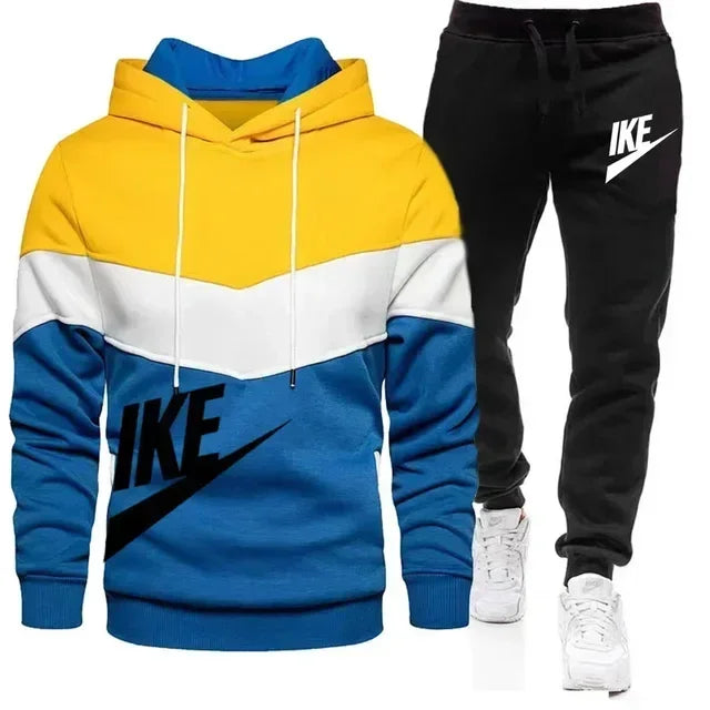 New autumn and winter fashion men's sweatshirt, leisure sports jogging fitness hoodie + trousers loose European size suit