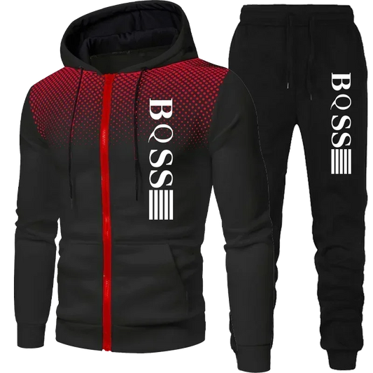 2025 autumn and winter men's new zipper hoodie + jogging pants set outdoor fashion leisure fitness sportswear two-piece set