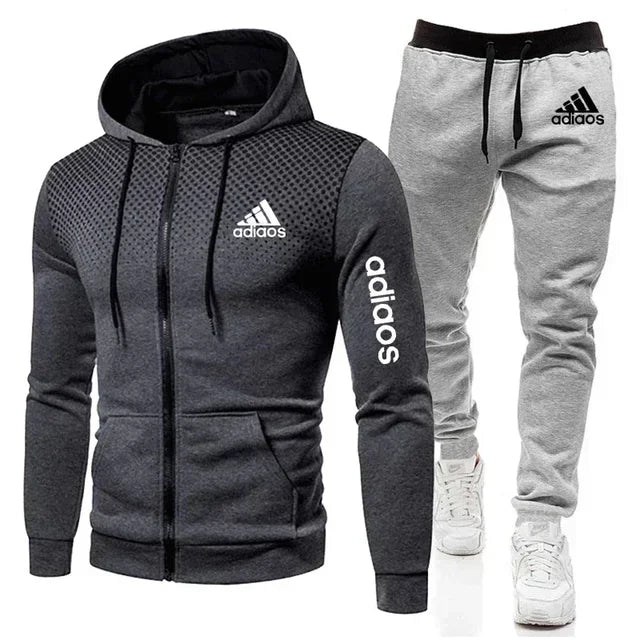 2024 high-quality autumn and winter wool warm men's sportswear sweatshirt sweatpants two sets of fashionable new sportswear