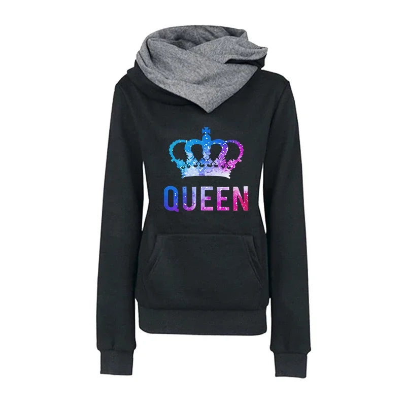 Color Queen Printing Womens Tracksuit Daily Casual Fashion Trend Versatile Tops Clothing High Quality Jogging Hooded Sweatshirts