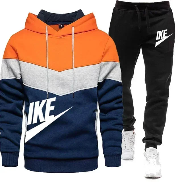 New autumn and winter fashion men's sweatshirt, leisure sports jogging fitness hoodie + trousers loose European size suit