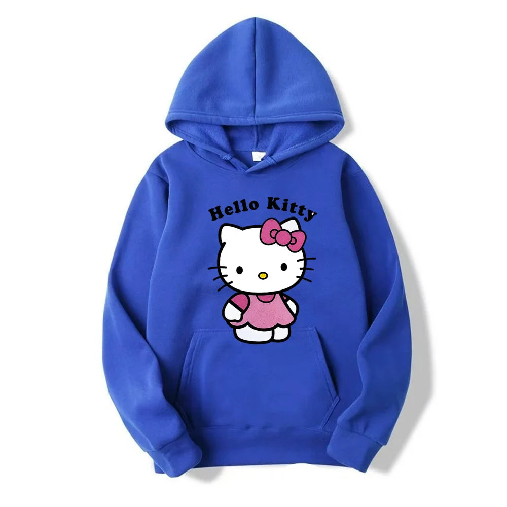 Beautiful Hello Kitty Printed Hoodies Women Warm Comfortable Casual Hoodie Fashion Classic Hoody Loose Original Basic Clothes