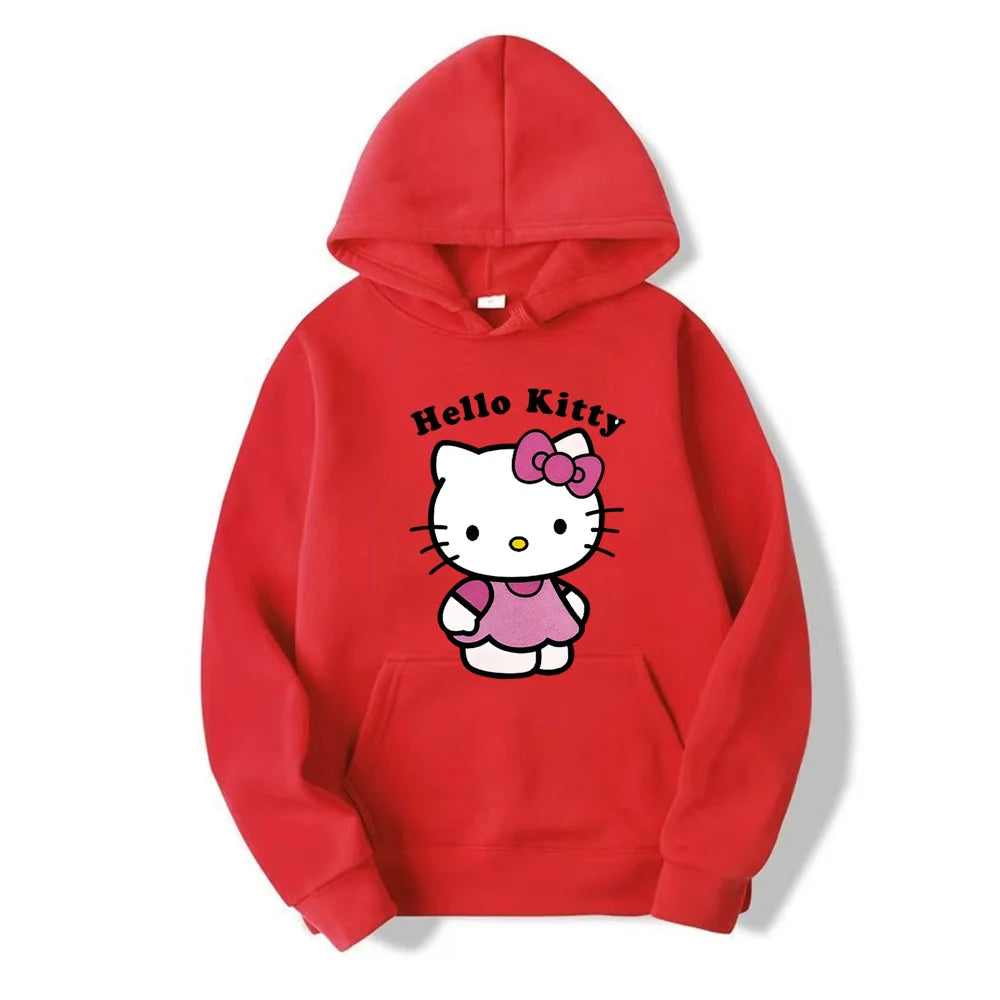 Beautiful Hello Kitty Printed Hoodies Women Warm Comfortable Casual Hoodie Fashion Classic Hoody Loose Original Basic Clothes