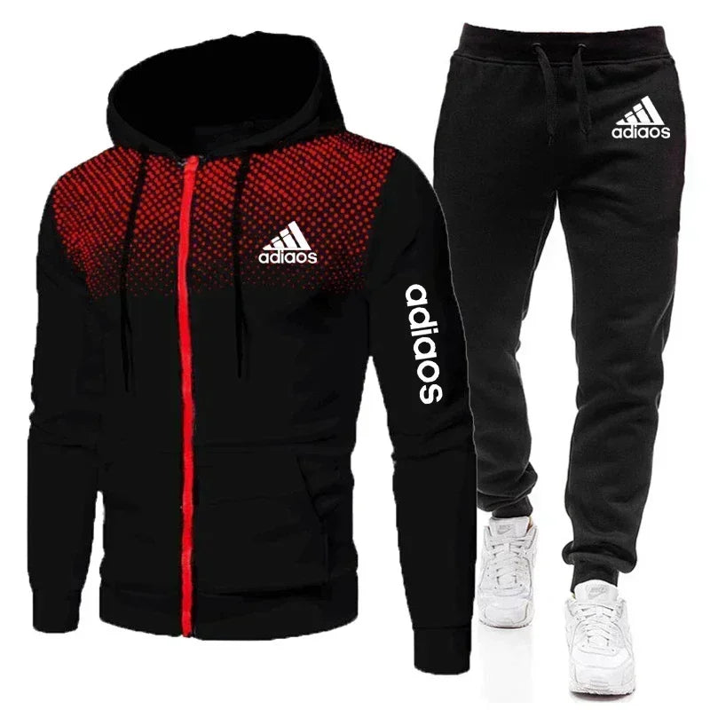 2024 high-quality autumn and winter wool warm men's sportswear sweatshirt sweatpants two sets of fashionable new sportswear