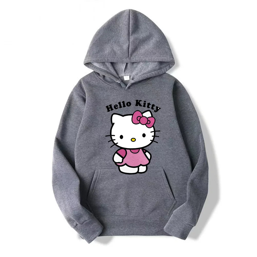 Beautiful Hello Kitty Printed Hoodies Women Warm Comfortable Casual Hoodie Fashion Classic Hoody Loose Original Basic Clothes