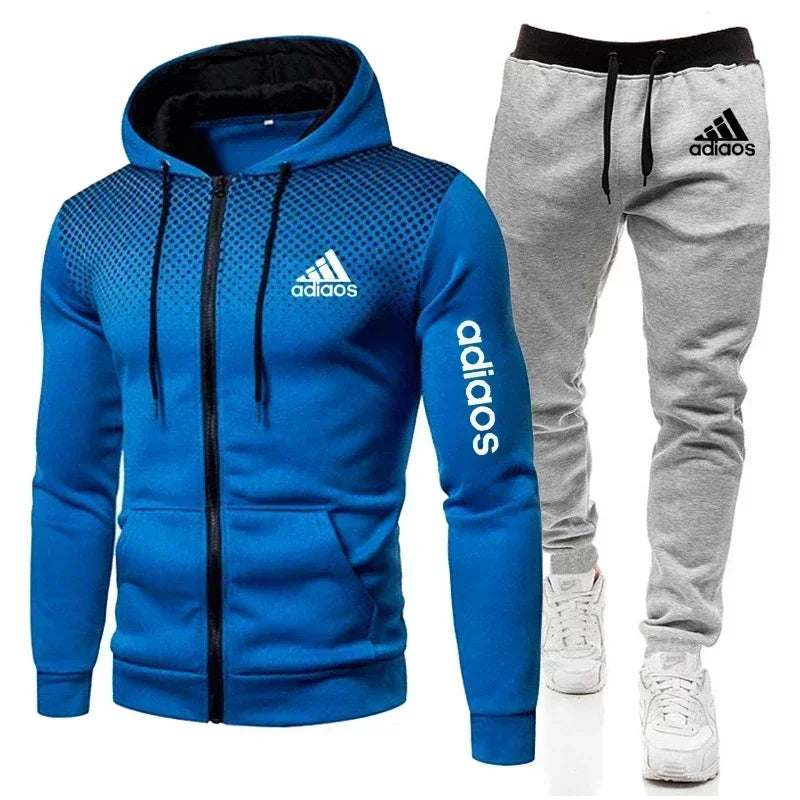 2024 high-quality autumn and winter wool warm men's sportswear sweatshirt sweatpants two sets of fashionable new sportswear