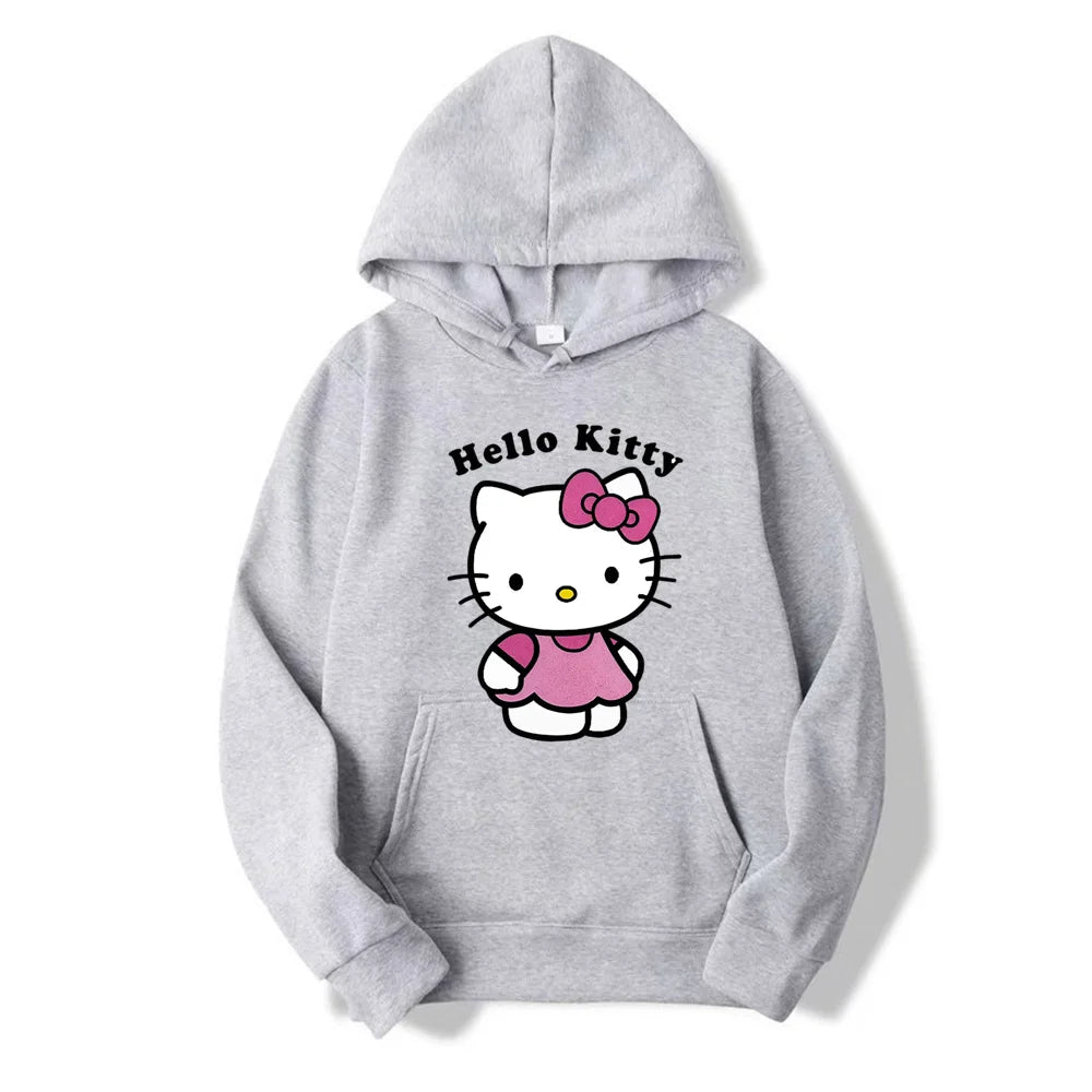 Beautiful Hello Kitty Printed Hoodies Women Warm Comfortable Casual Hoodie Fashion Classic Hoody Loose Original Basic Clothes