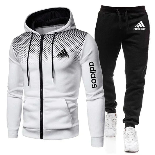 2024 high-quality autumn and winter wool warm men's sportswear sweatshirt sweatpants two sets of fashionable new sportswear