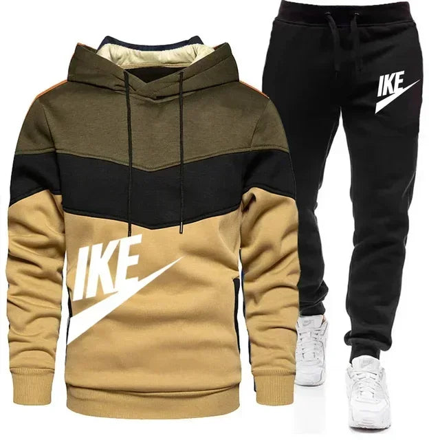 New autumn and winter fashion men's sweatshirt, leisure sports jogging fitness hoodie + trousers loose European size suit