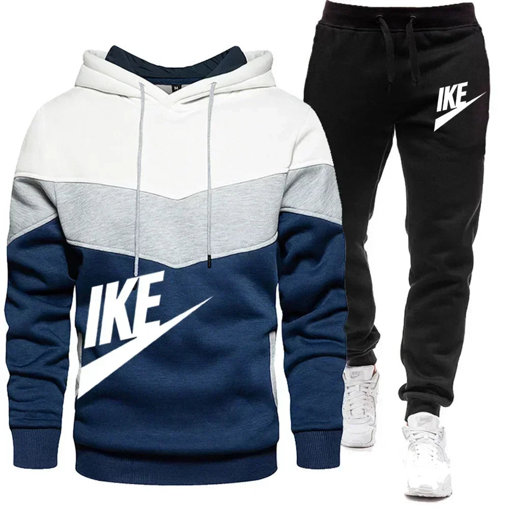 New autumn and winter fashion men's sweatshirt, leisure sports jogging fitness hoodie + trousers loose European size suit