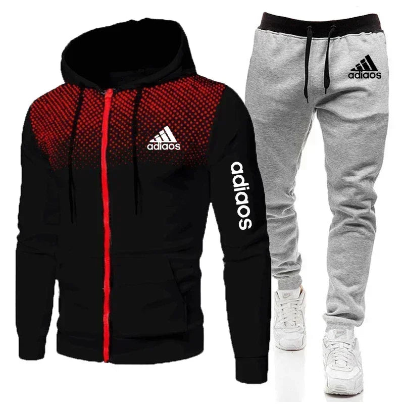 2024 high-quality autumn and winter wool warm men's sportswear sweatshirt sweatpants two sets of fashionable new sportswear