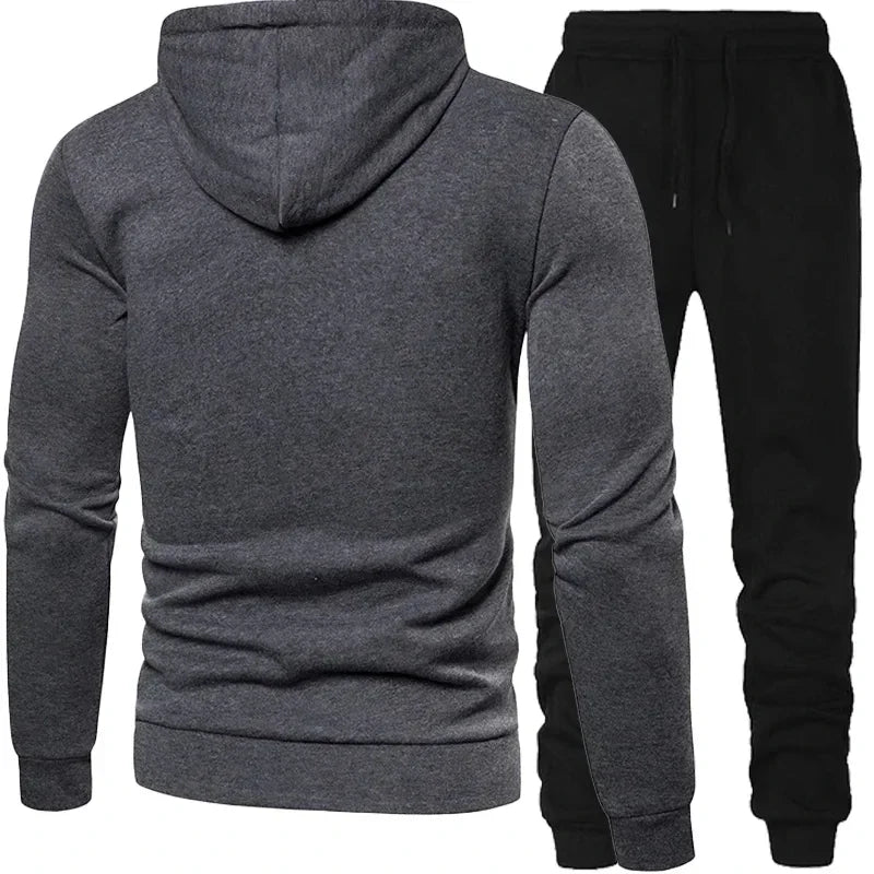 2025 autumn and winter men's new zipper hoodie + jogging pants set outdoor fashion leisure fitness sportswear two-piece set