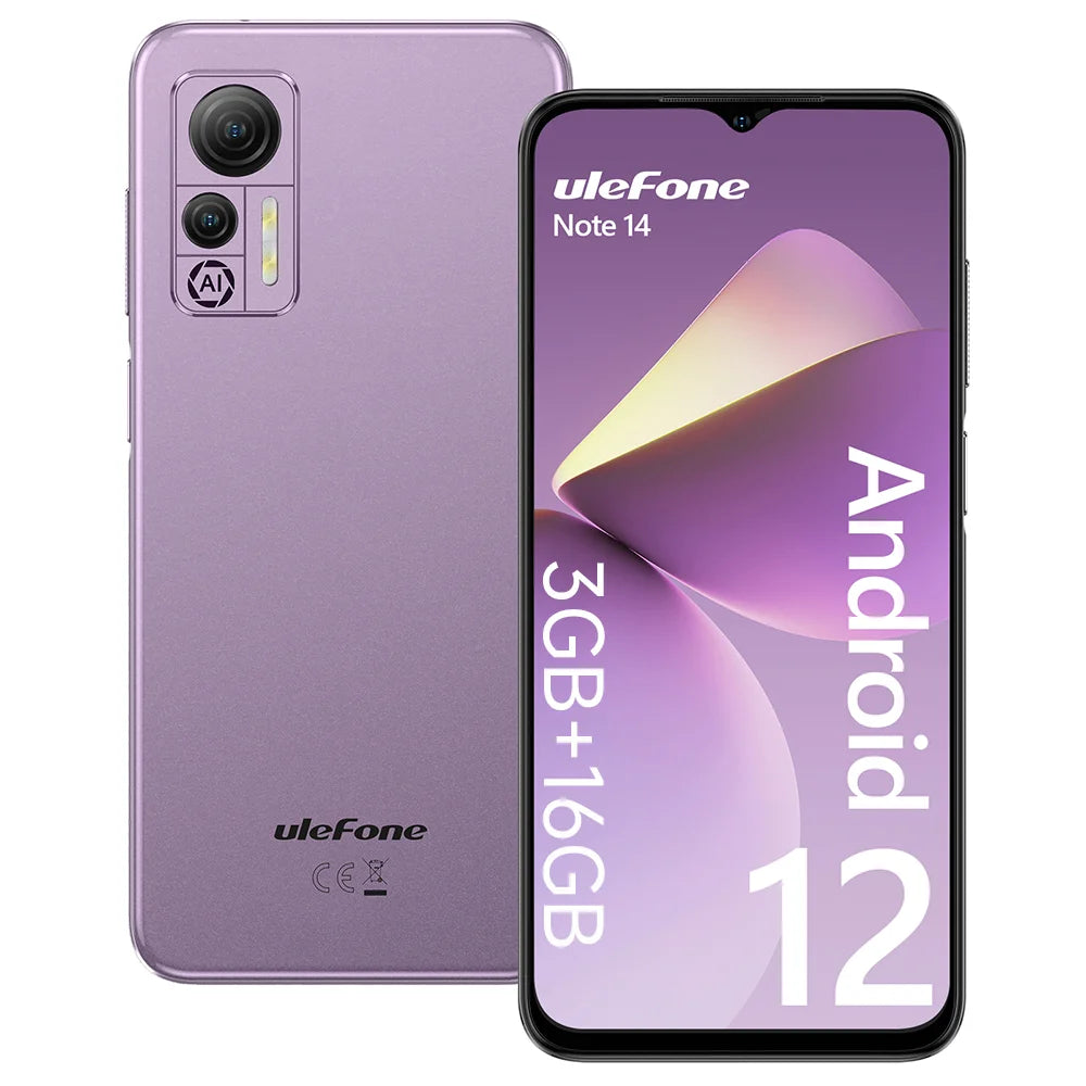 Ulefone Note 14 Smartphone 4500mAh Android 12 inch 16 Go ROM 13MP 4G Phone portable 3 card/unlock slot