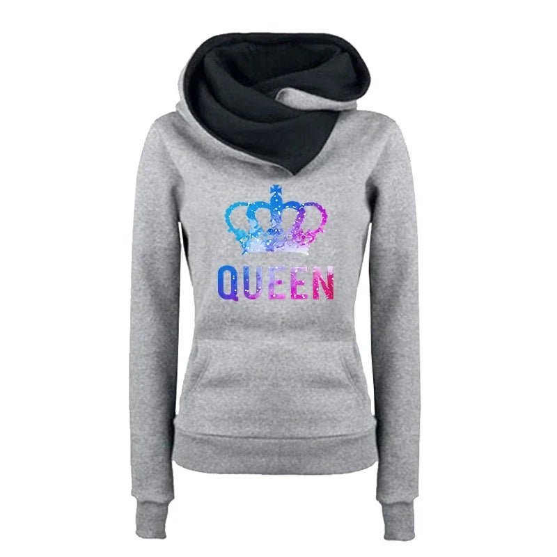 Color Queen Printing Womens Tracksuit Daily Casual Fashion Trend Versatile Tops Clothing High Quality Jogging Hooded Sweatshirts