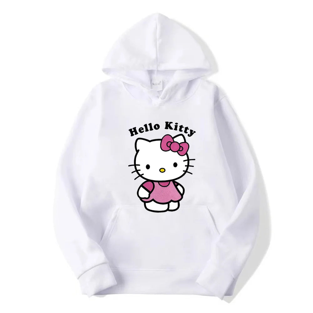 Beautiful Hello Kitty Printed Hoodies Women Warm Comfortable Casual Hoodie Fashion Classic Hoody Loose Original Basic Clothes