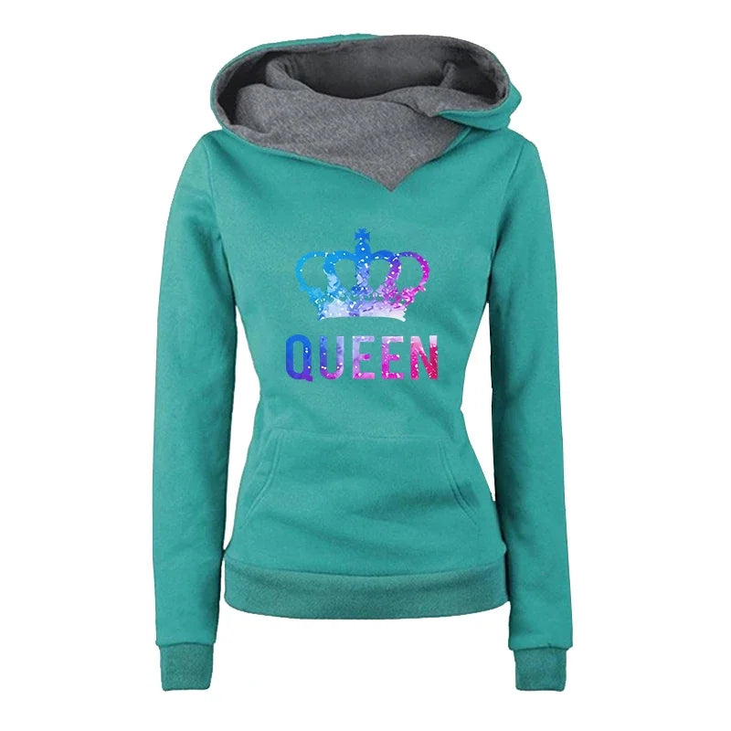 Color Queen Printing Womens Tracksuit Daily Casual Fashion Trend Versatile Tops Clothing High Quality Jogging Hooded Sweatshirts