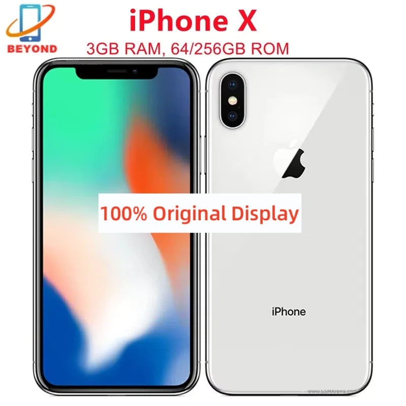 Genuine Apple iPhone X 64GB 256GB ROM Original 5.8" OLED Face ID A11 Hexa Core Unlocked 4G LTE Mobile Phone iPhoneX