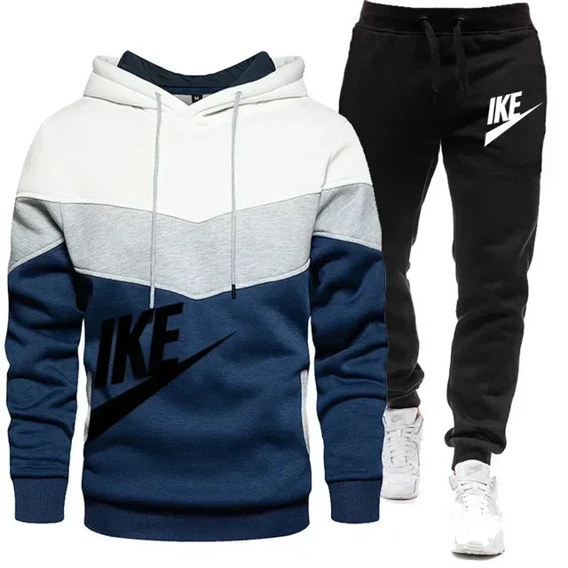 New autumn and winter fashion men's sweatshirt, leisure sports jogging fitness hoodie + trousers loose European size suit