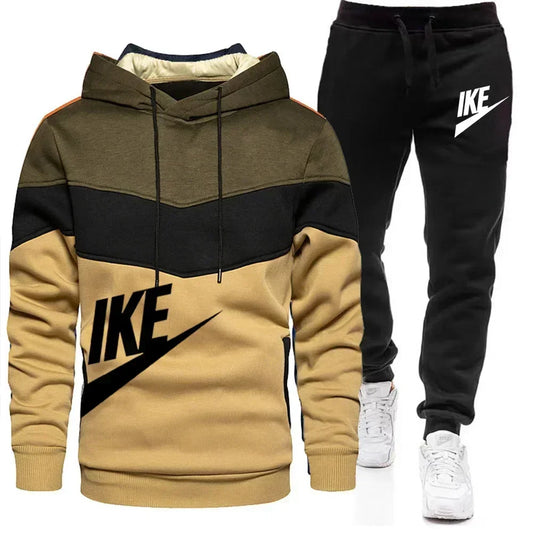 New autumn and winter fashion men's sweatshirt, leisure sports jogging fitness hoodie + trousers loose European size suit