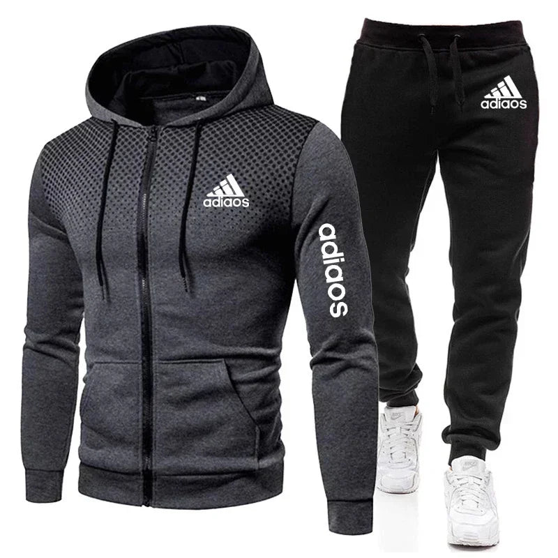 2024 high-quality autumn and winter wool warm men's sportswear sweatshirt sweatpants two sets of fashionable new sportswear