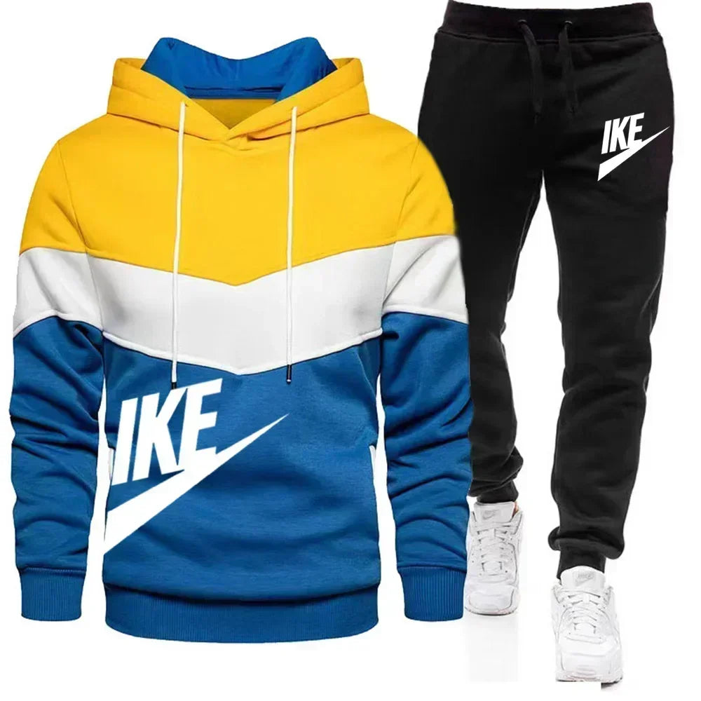 New autumn and winter fashion men's sweatshirt, leisure sports jogging fitness hoodie + trousers loose European size suit