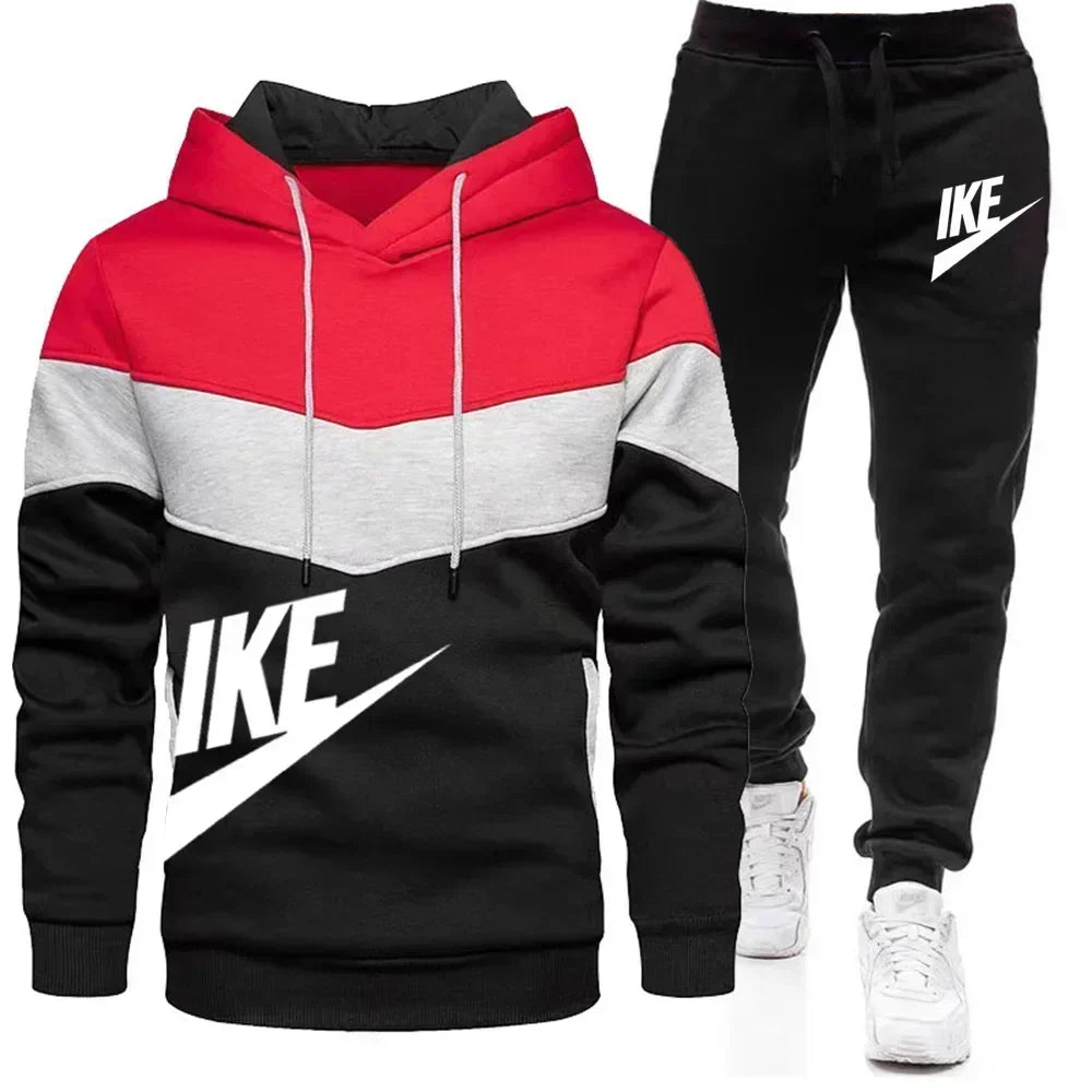 New autumn and winter fashion men's sweatshirt, leisure sports jogging fitness hoodie + trousers loose European size suit