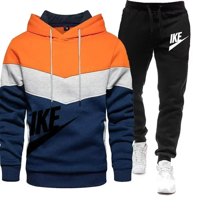 New autumn and winter fashion men's sweatshirt, leisure sports jogging fitness hoodie + trousers loose European size suit